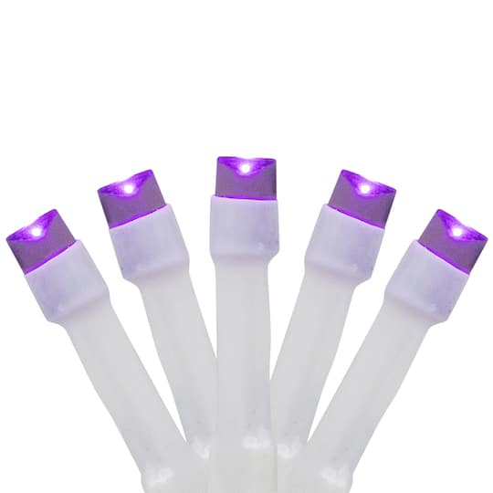 32604604 Battery Operated Purple LED Wide Angle Christmas Lights, White Wire - Set of 20